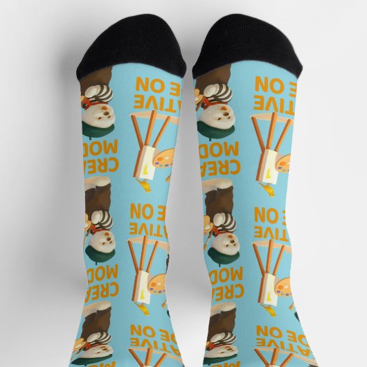 Creative Mode On: Painter Bichon Dog Artist Art ソックス (上部)