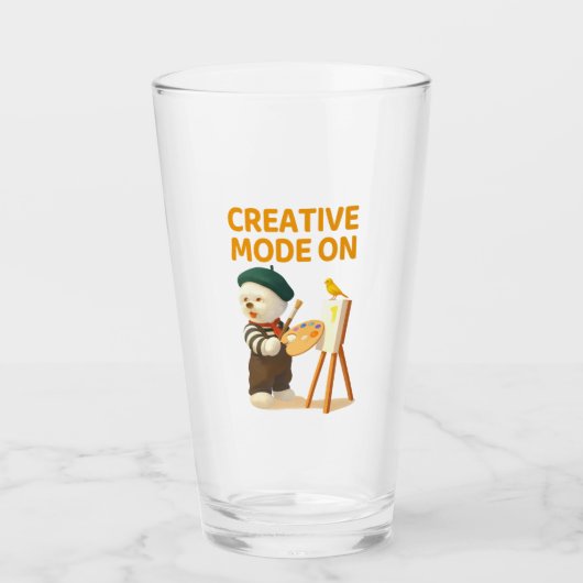 Creative Mode On: Painter Bichon Dog Artist Art タンブラーグラス (正面)