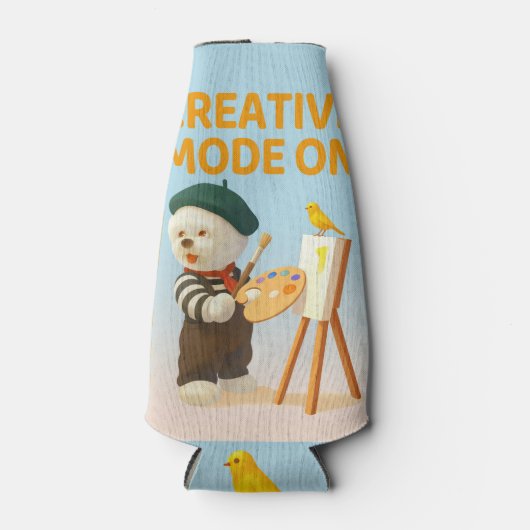 Creative Mode On: Painter Bichon Dog Artist Art ボトルクーラー (正面)