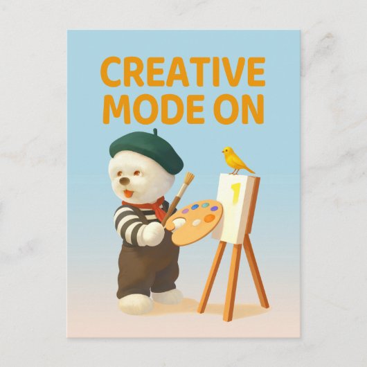 Creative Mode On: Painter Bichon Dog Artist Art ポストカード (正面)