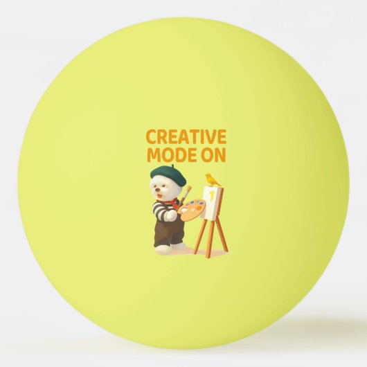 Creative Mode On: Painter Bichon Dog Artist Art 卓球ボール (正面)