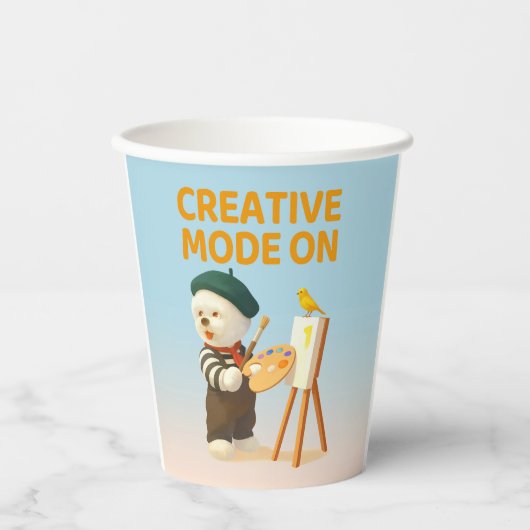 Creative Mode On: Painter Bichon Dog Artist Art 紙コップ (正面)