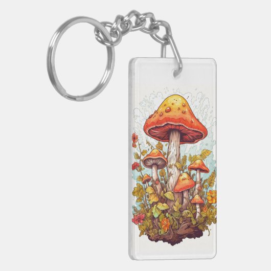 Creative Mushroom Forest Illustration キーホルダー (正面左)