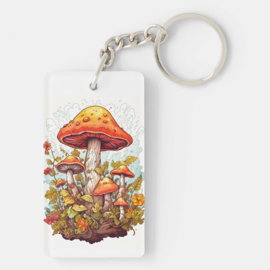 Creative Mushroom Forest Illustration キーホルダー (裏面)