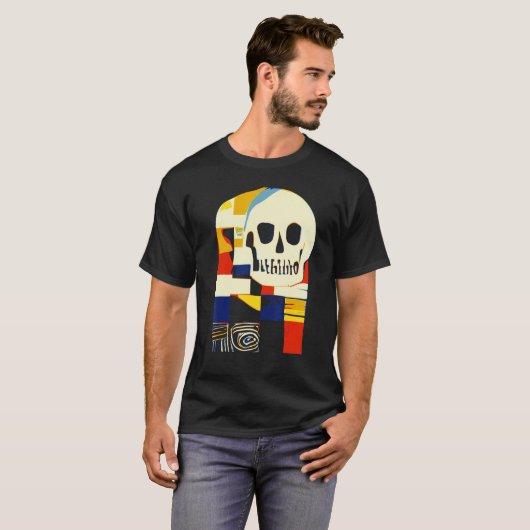 Creative Patchwork Skull Abstract Shapes Artful Gr Tシャツ (正面フル)