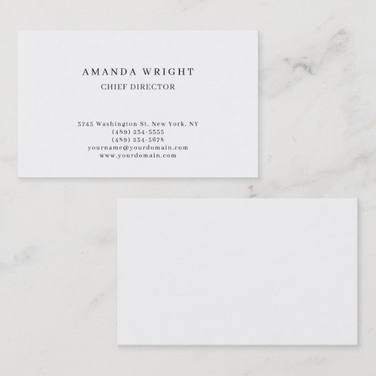 Creative Plain Simple White Attractive Stylish 名刺 (正面/裏面)