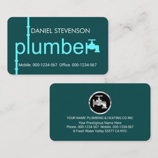 Creative Plumber Pipeline Plumbing Works 名刺 (正面/裏面)