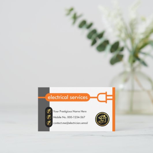 Creative Power Plug Line Circuit Electrician 名刺 (スタンド正面)