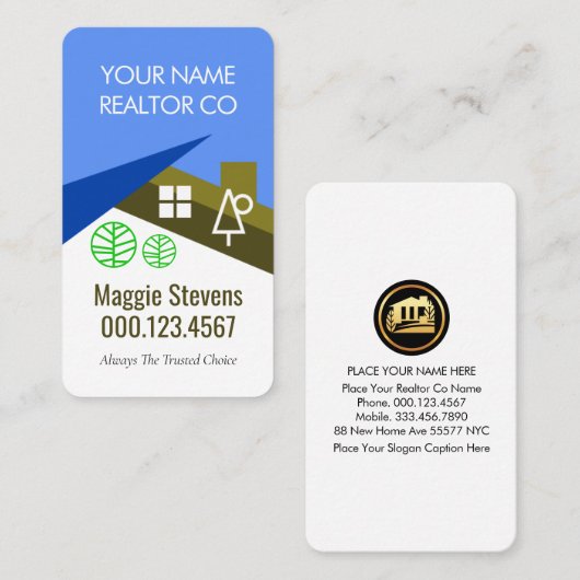 Creative Roof Blue Sky Tree Landscape 名刺 (正面/裏面)