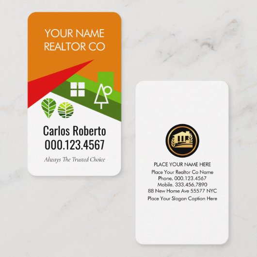 Creative Roof Landscape Realtor Building 名刺 (正面/裏面)