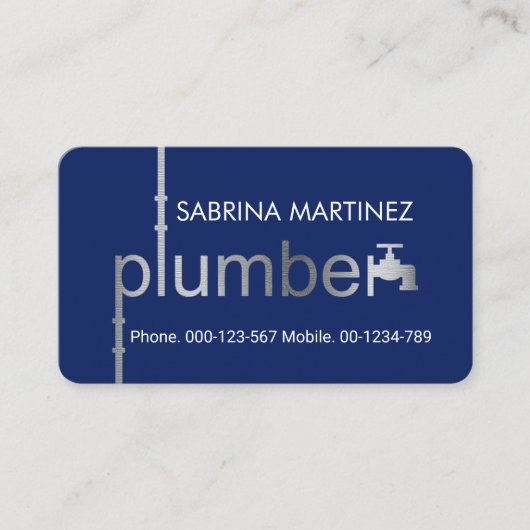 Creative Silver Plumber Pipe System Plumbing Works 名刺 (正面)