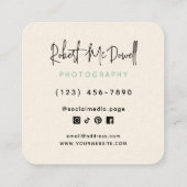 Creative social media mint cream photographer スクエア名刺 (裏面)