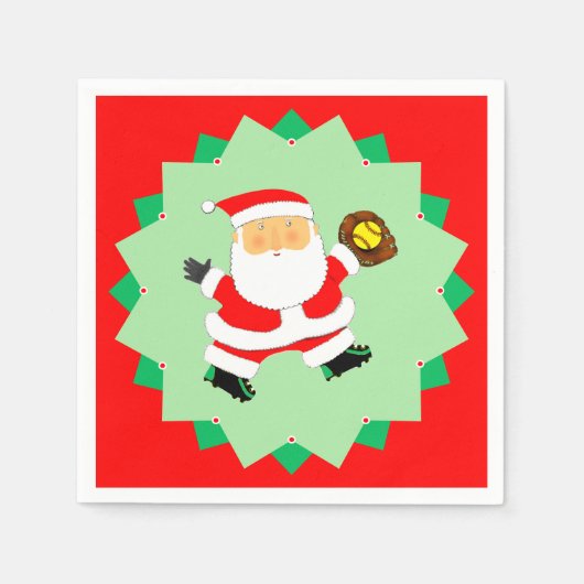 Creative Softball Christmas Holiday Party スタンダードカクテルナプキン (正面)