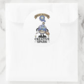 Creative Spark Magic Potion Retro Artist Mascot ラウンドシール (バッグ)