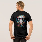 Creative Sugar Skull and Crossed Paint Brushes Art トライブレンドＴシャツ (裏面全面)