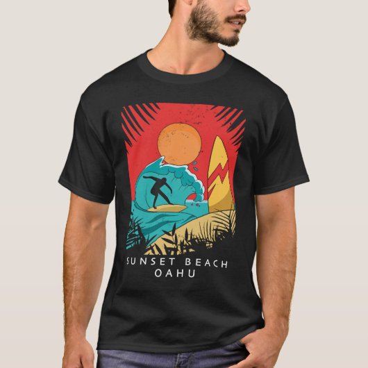 Creative Sunset Beach  Travel  Surf  Palm Tree  Oa Tシャツ (正面)