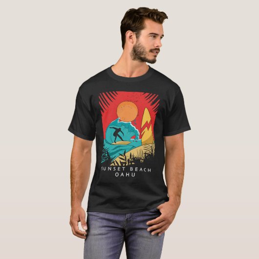 Creative Sunset Beach  Travel  Surf  Palm Tree  Oa Tシャツ (正面フル)