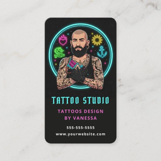 Creative Tattoo Artist Tattooist Branding QR Code 名刺 (正面)