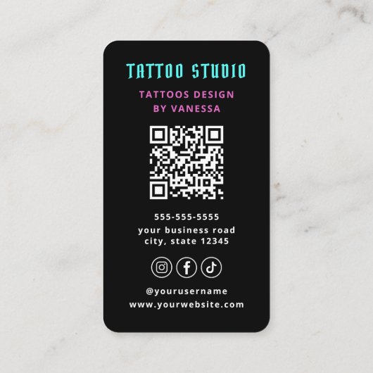 Creative Tattoo Artist Tattooist Branding QR Code 名刺 (裏面)