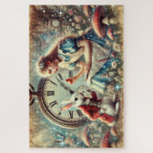 Creative Vintage Alice & White Rabbit Fantasy Art ジグソーパズル (縦)