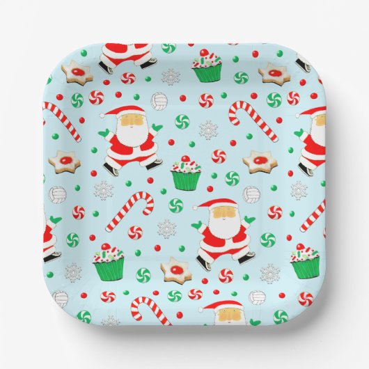 Creative Volleyball Christmas Holiday Party ペーパープレート (正面)