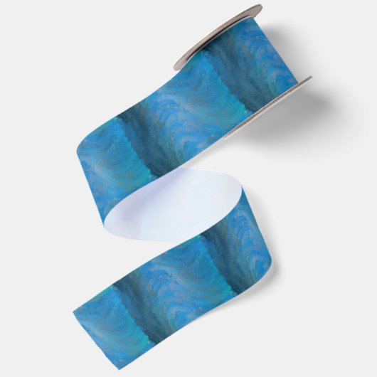 creative wavy blue design サテンリボン (裏面)