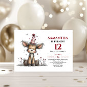Creative whimsical animals deer kids birthday  招待状