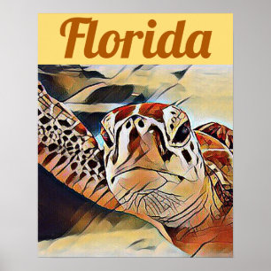 Creative Wildlife Sea Turtle Florida Travel ポスター
