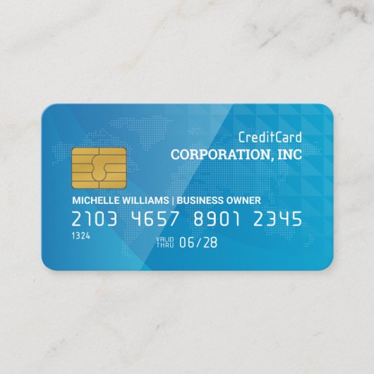 Credit Card | Map of The World | Geometric Blue 名刺 (正面)