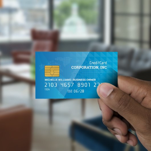 Credit Card | Map of The World | Geometric Blue 名刺