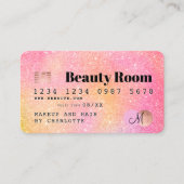 Credit card pink glitter chic beauty monogram 名刺 (正面)