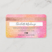Credit card pink glitter chic beauty monogram 名刺 (裏面)