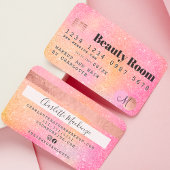 Credit card pink glitter chic beauty monogram 名刺