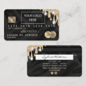 Credit Card Styledあなたのロゴを追加ドリップ金ゴールド絹 名刺 (正面/裏面)