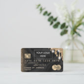 Credit Card Styledあなたのロゴを追加ドリップ金ゴールド絹 名刺 (スタンド正面)