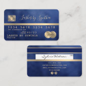 Credit Card Styled金ゴールドとNavyが名前を追加 名刺 (正面/裏面)
