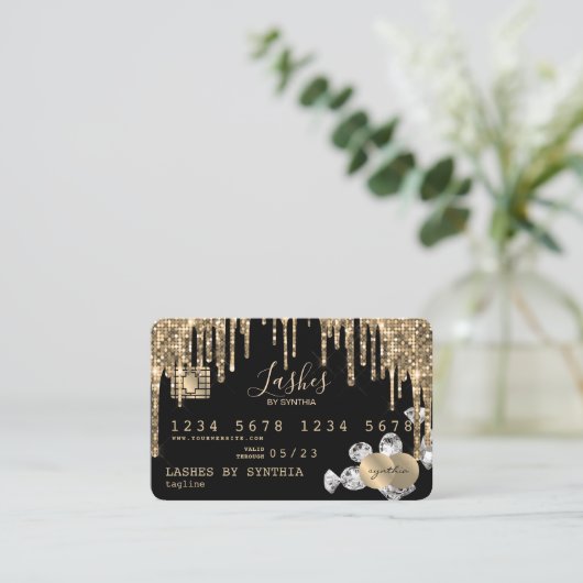 Credit Card Styled Dripping Gold diamonds 名刺 (スタンド正面)