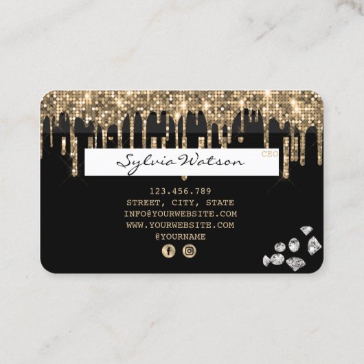 Credit Card Styled Dripping Gold diamonds 名刺 (裏面)