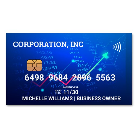 Credit | Debit Card | Financials | Stock Charts マグネット名刺 (正面)