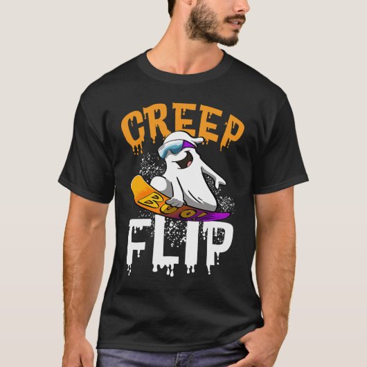 Creep Flip Ghost  Women Ghost Scary Halloween Day  Tシャツ (正面)