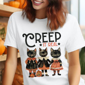 Creep It Real 黒猫 ビンテージ ハロウィン トライブレンドTシャツ