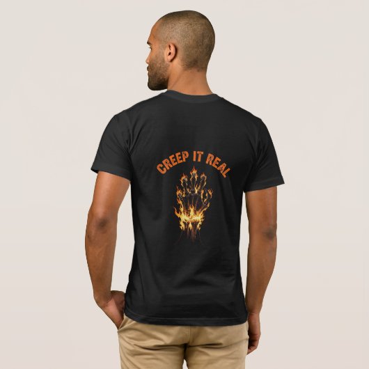Creep It Real Flaming Skeleton Hand Tシャツ (裏面フル)