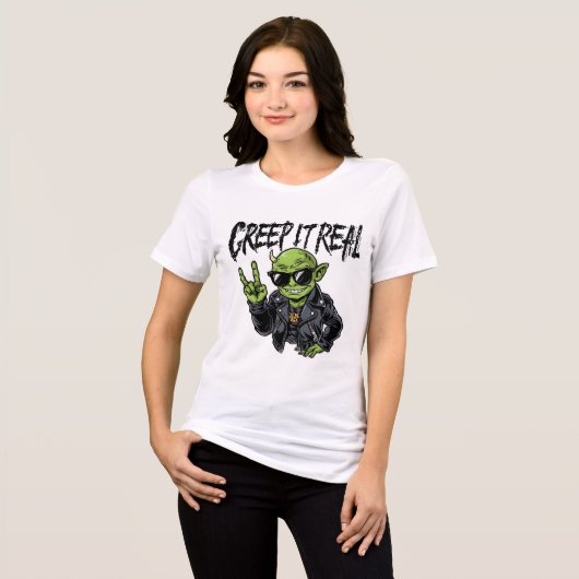 Creep It Real Funny Halloween Womens Tshirts トライブレンドTシャツ (正面全面)