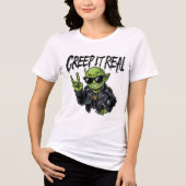 Creep It Real Funny Halloween Womens Tshirts トライブレンドTシャツ (正面)