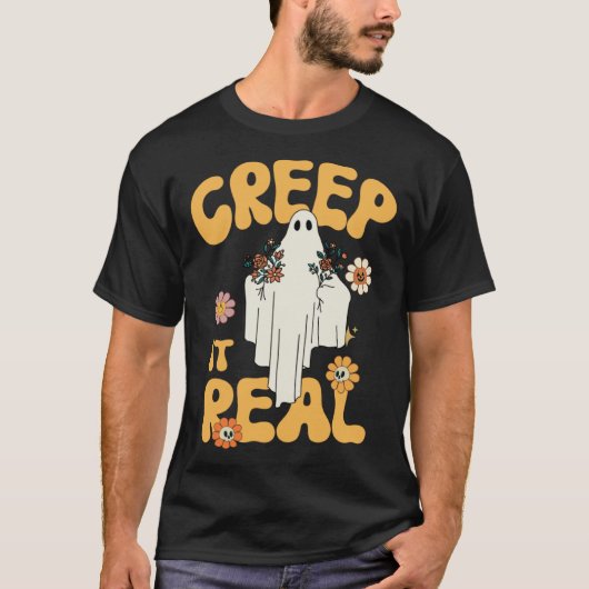 Creep It Real Ghost Halloween Costume Floral Groov Tシャツ (正面)