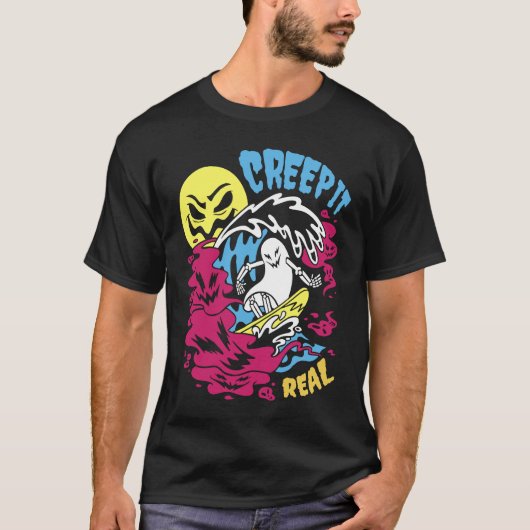 Creep It Real Halloween Men Women Kids Surfing Gho Tシャツ (正面)