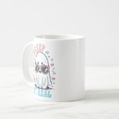 Creep It Real" Halloween Mug – Cute Ghost with Sun コーヒーマグカップ (正面左)
