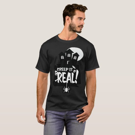 Creep It Real Scary Night Background Happy Hallowe Tシャツ (正面フル)