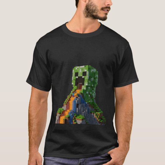 Creeper Mountain | Epic Lava Waterfall | 3D Render Tシャツ (正面)