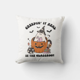 Creepin’ It Real cute Retro Halloween Teacher クッション